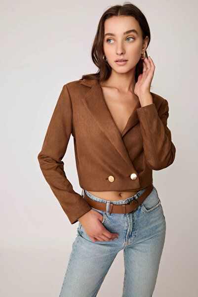 Vitrin Μπουφάν Crop Suede με διπλό κουμπί