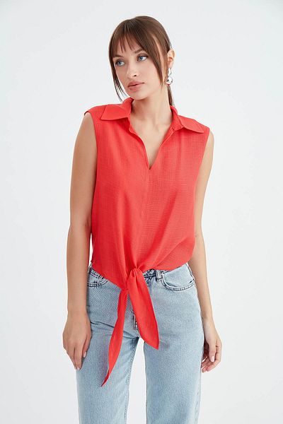 Vitrin Viscose Linen Shirt - Tie-Up Design