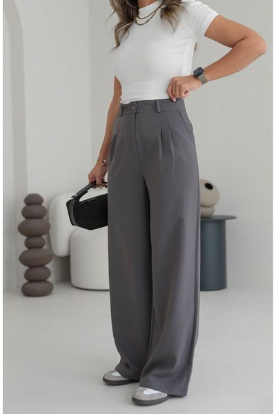 Gökkuşağı High Waist Pleat Detail Palazzo Trousers