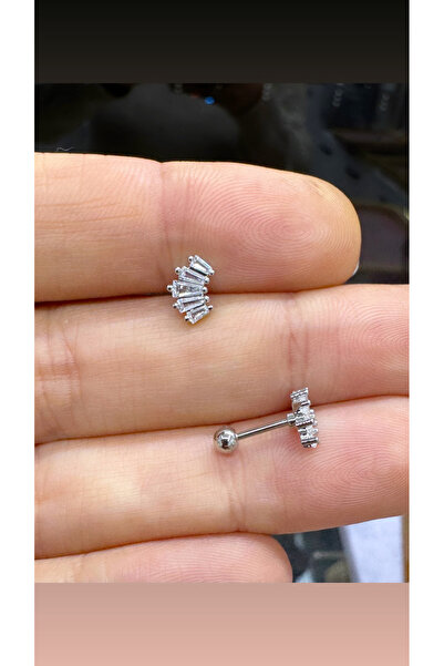 Arescollection Zirkon taşlı tragus helix kıkırdak lobe conch uyumlu 1 adet pi...