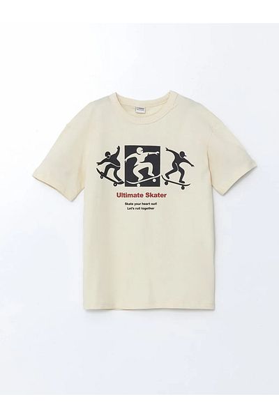 LC Waikiki Lcw Kids Beige Crew Neck Boys T-Shirt and Shorts