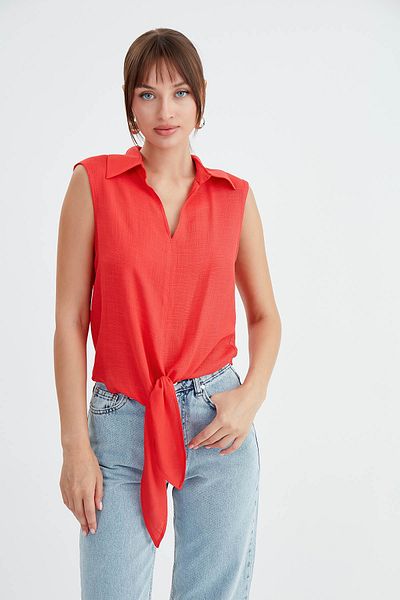 Vitrin Viscose Linen Shirt - Tie-Up Design