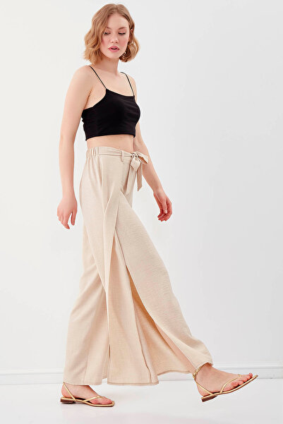 Vitrin Flowing Side Slits Tie Waist Trousers