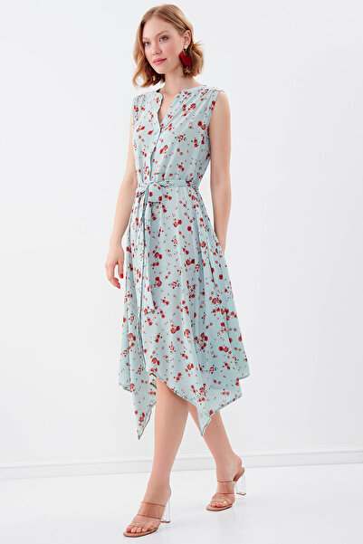 Vitrin فستان زهري بأكمام قصيرة وخصر