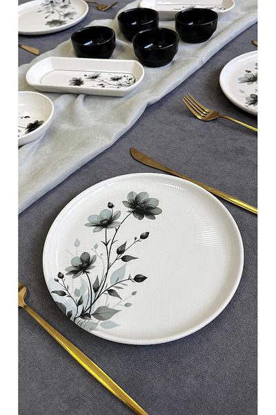 Yiğit Seramik Züccaciye Ilgaz Flowers 21 Piece Breakfast Set for 6