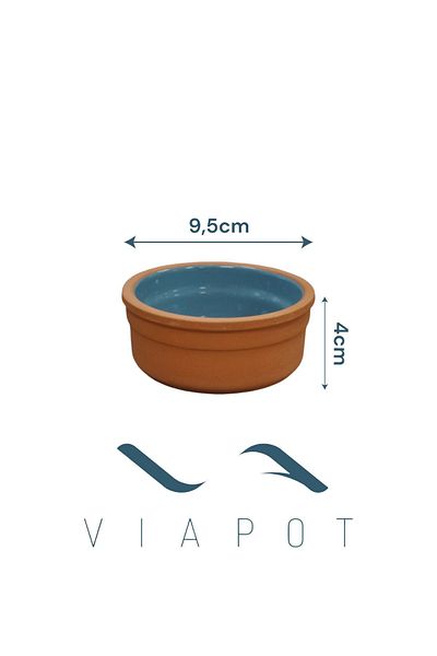 Viapot Florya Soil Pot Suffle Bowl 150 ml - 6 Pieces of Pottery with Color Glazed Inside 9.5Cmx4Cm