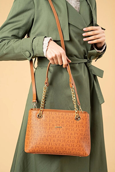 Just Polo Women's Chain Print Patterned Hand and Shoulder Bag Size: 24 X 20 cm