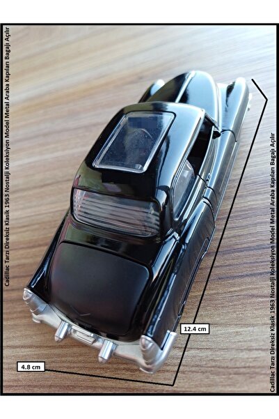 OYUNCAKSAHİLİ Cadillac Tarzı Direksiz Klasik 1962 Demir Nostaljı Koleksyon Model Metal Araba Kapı Bagaj Açılır Kadillak 12.4cm Metalic Black