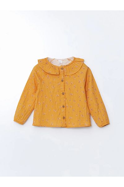 LC Waikiki Lcw Kids Yellow Baby Lapel Girls' Shirt and Pants 2Pcs