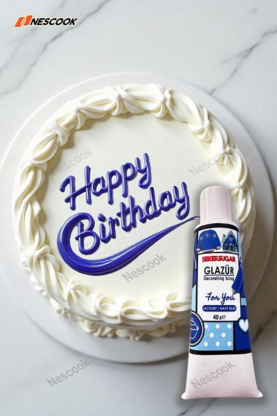 ŞEKER & SUGAR Ready Glaze / Writing on Cookies / Cookie Decoration / Dark Blue Color 40Gr