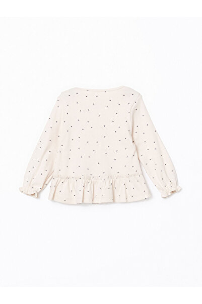 LC Waikiki Beige Crew Neck Baby Girl Blouse and Leggings 2 Pcs