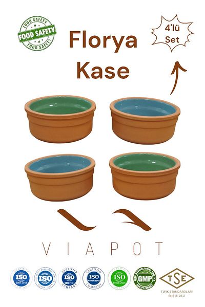 Viapot Florya 150ml Casserole Bowl - 4 Colored Pottery, 9.5Cm*4.5Cm