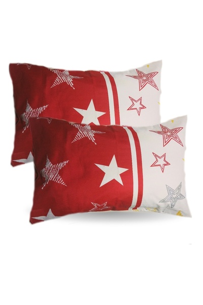 selma tekstil Yellow Red 50/70 Cotton Pillowcases Double Sided 2 Pcs