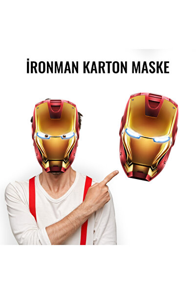 heryerehediye İron Man Karton Yüz Maskesi, Kalın Kuşe Baskı (5 Adet)