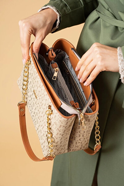 Just Polo Women's Chain Print Patterned Hand and Shoulder Bag Size: 24 X 20 cm