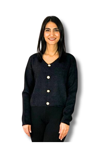 YusGos Women's Bearded Knitwear Crop Cardigan