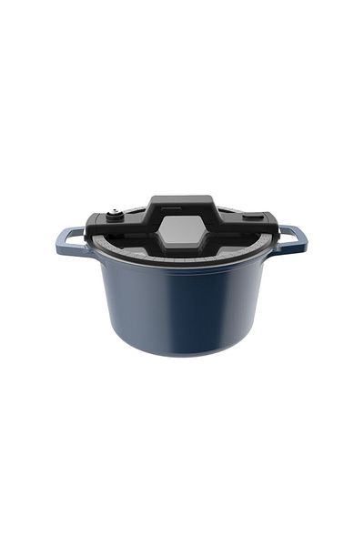 NEOFLAM Smart Cook Cast Aluminum Storage Pot (24 CM) Dishwasher Safe Blue. Capacity: 5.4 Litres,