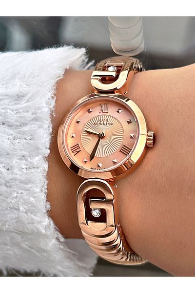 Romanson Special Design Steel Band Steel Case Rose Color 5 Atm Waterproof Women's Wristwatch 1541B
