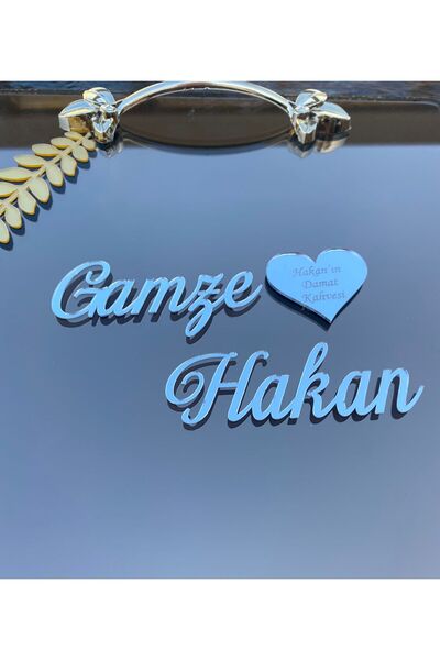 RetroLazer Nişan Tepsisi Pleksi Söz Isimlik El Yazısı A3 GÜMÜŞ