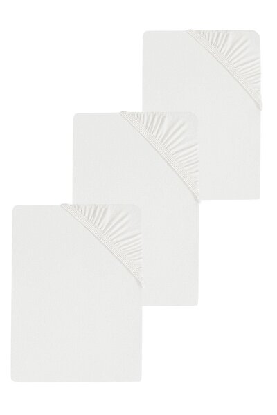 COTENCONCEPT 3 Pieces of Plain Cotton Single Size 140 X 200 cm Elasticated Combed Cotton Bed Sheet
