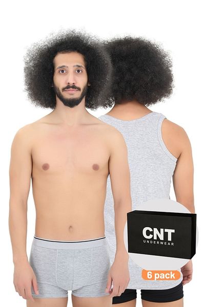 CNT Men's Cotton Undershirt Boxer Set Basic 3-Piece Premium Package