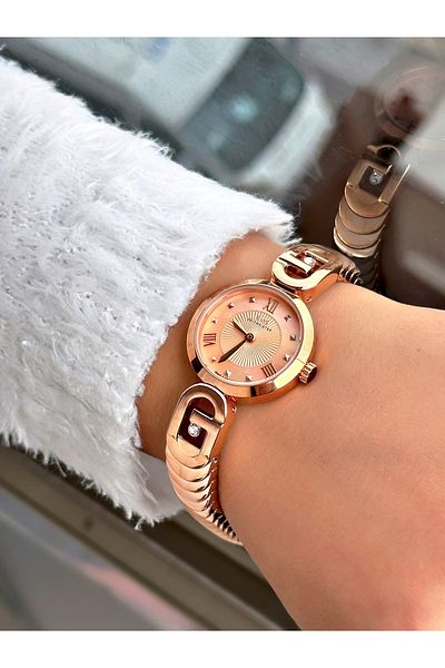 Romanson Special Design Steel Band Steel Case Rose Color 5 Atm Waterproof Women's Wristwatch 1541B
