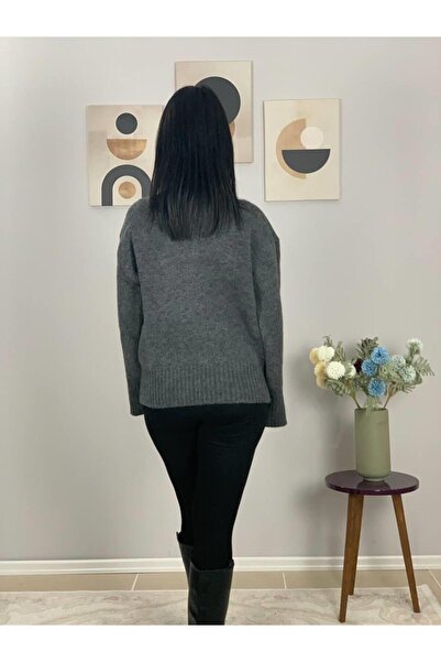 YusGos Women's Pinterest Model Sleeve Slit Turtleneck Knitwear Sweater