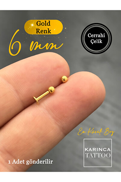 Karınca Piercing 6 Mm Cerrahi Çelik Labret Tragus Dudak Helix Conch Flat Kulak Piercing