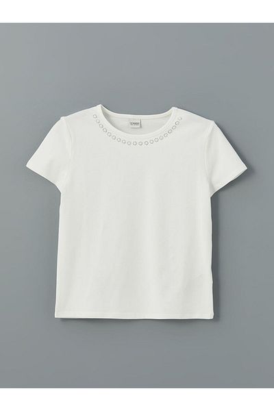 LC Waikiki Lcw Kids Crew Neck Rhinestone Girls' T-Shirt