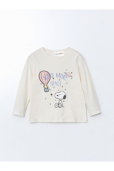 LC Waikiki Σετ πιτζάμες για κορίτσια με στάμπα LCW Kids Crew Neck Snoopy