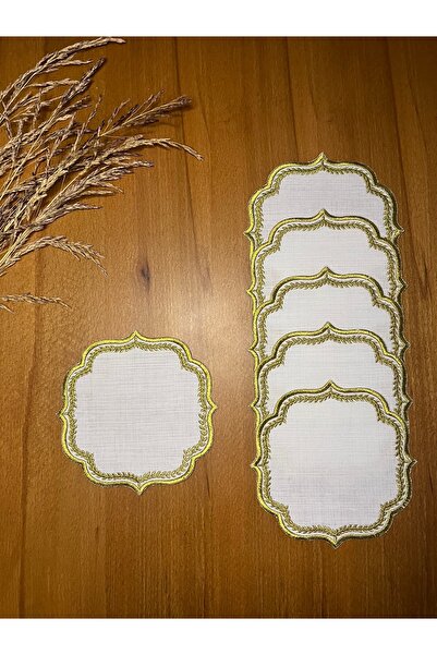 Smiling Home 6 komada Lan zlatne boje vezenih salveta za koktele od otrovnog ...