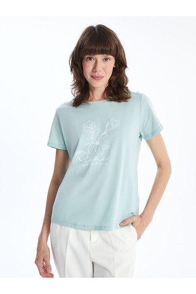 LC Waikiki Tricou de damă cu imprimeu LCWAIKIKI Classic Crew Deck