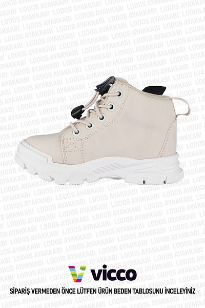 Vicco Marcus Model Light Adjustable Lacing Unisex Baby and Kids Beige Boots