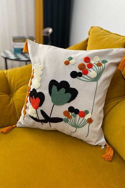 e-Bizz Store 1 Throw Pillow Cover with Punch Embroidery
