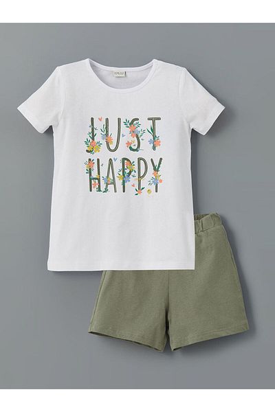 LC Waikiki Crew Neck Girls T-Shirt and Shorts