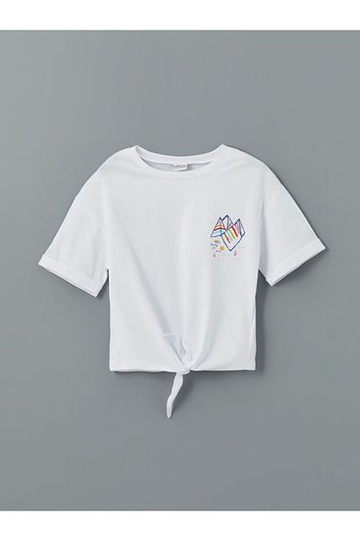 LC Waikiki Tricou Crop pentru fete cu gât crew de sezon nou - S5JD02Z4