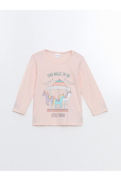 LC Waikiki Σετ πιτζάμες για κορίτσια με στάμπα LCW Kids Crew Neck