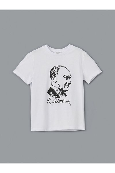 LC Waikiki Tricou pentru copii Lcw pentru copii, cu decolteu rotund, cu imprimeu Ataturk (S5)