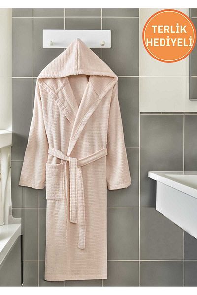 Rebeka Home Collection Μπουρνούζι Nature Beige με κουκούλα
