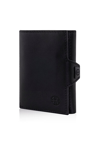 Trusador Verona Black Zippered Genuine Leather Wallet Unisex Rfid Protect Coin Pocket Men Women
