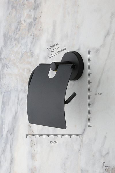 evina Toilet Paper Holder Wide Cover Wc Paper Holder Matte Black