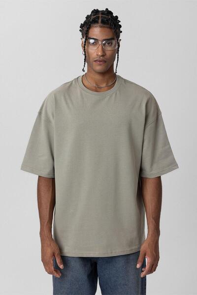 VAMOSCLO Basic Oversize T-Shirt - Χακί