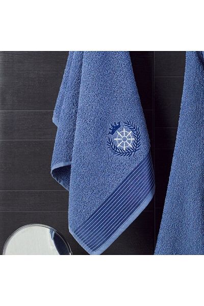 Rebeka Unisex Navy Blue Towel Bathrobe Set of 2