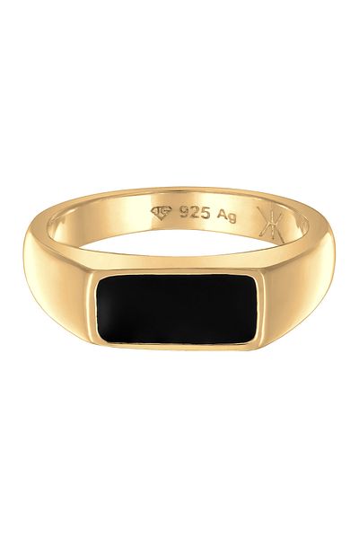 KUZZOI Ring Herren Siegelring Geo Elegant mit Emaille in 925 Sterling Silber