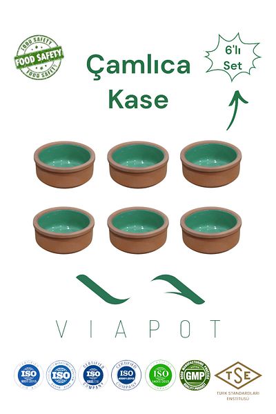 Viapot Çamlıca Soil Hot Pot Sauce Bowl with Glazed Inside 6 Pieces of Pottery 8X3.5Cm 80ml