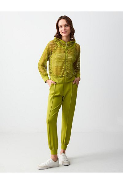 Jimmy Key Pantaloni tricotați modal cu picior elastic cu talie înaltă Limoni