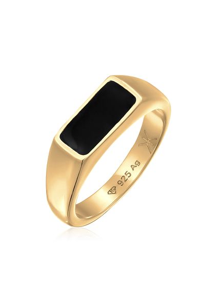 KUZZOI Ring Herren Siegelring Geo Elegant mit Emaille in 925 Sterling Silber