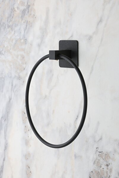 evina Kare Yapışkanlı Siyah Yuvarlak Havluluk