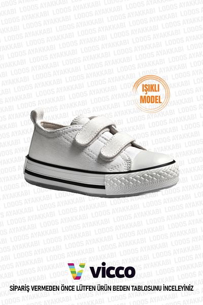 Vicco Pino Model Unisex Baby and Kids White Lighted Sports Shoes