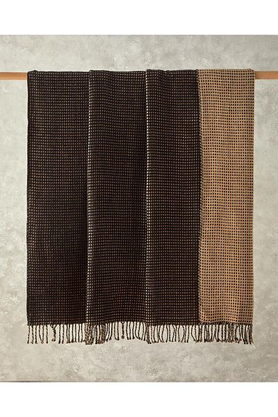 English Home Plain Waffle Cotton TV Blanket Anthracite - Beige